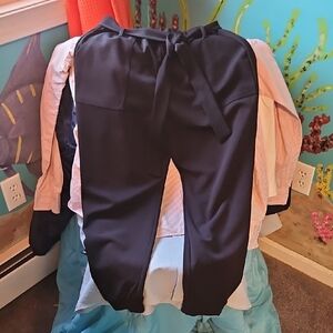 Elegant Black Tie-Waist Joggers